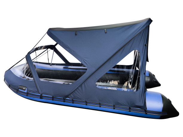 Тент трансформер КОМБИ на лодку RiverBoats 370 НДНД с дверью